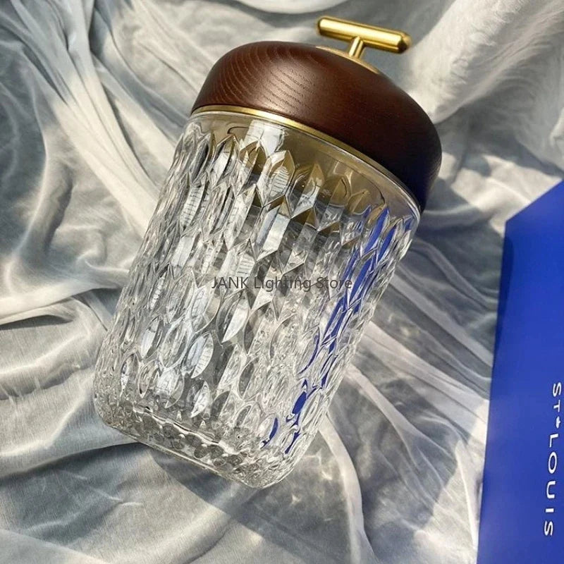 DecorBites™ Diamond Crystal Table Lamp: Magnetic Charging, Touch Control, LED Night Light