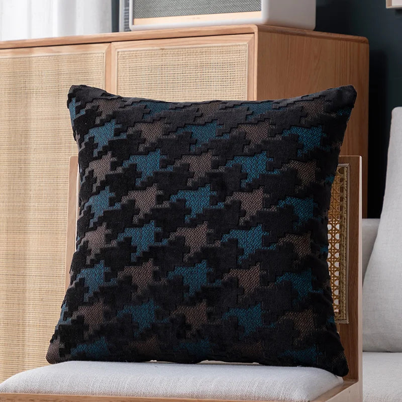 Decorbites™ Houndstooth Luxus-Kissenbezug 45x45 cm – Hochwertiger Dekorativer Sofakissenbezug