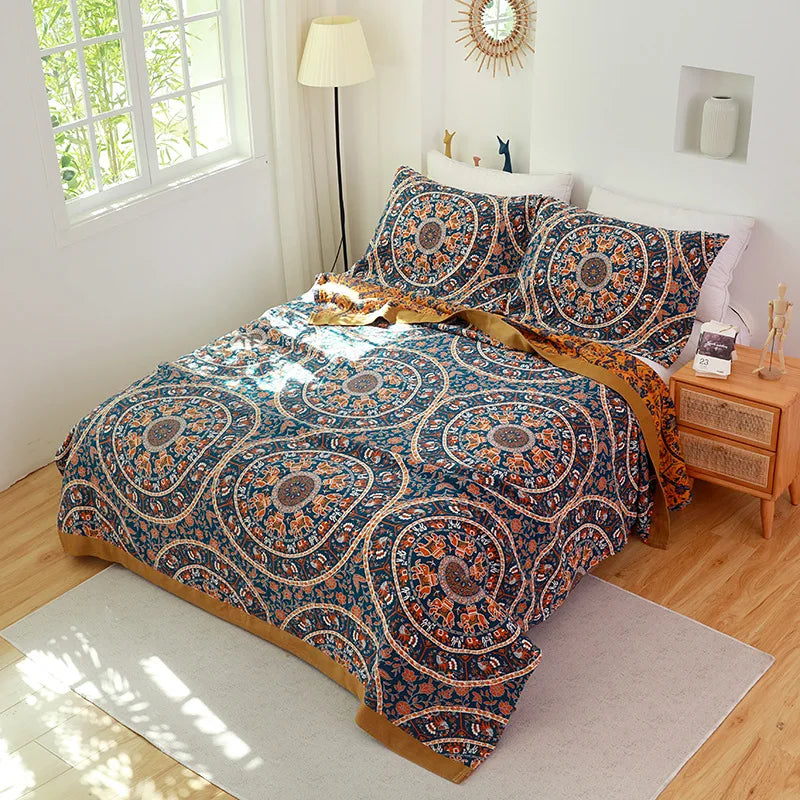 DecorBites™ Cotton Gauze Towel Blanket - Double Sided Yarn-Dyed Jacquard for Adult and Children