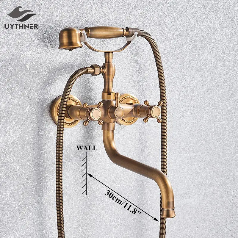 Decorbites™ Golden Schwarzer Badewannenarmatur mit Handbrause und drehbarem Auslauf