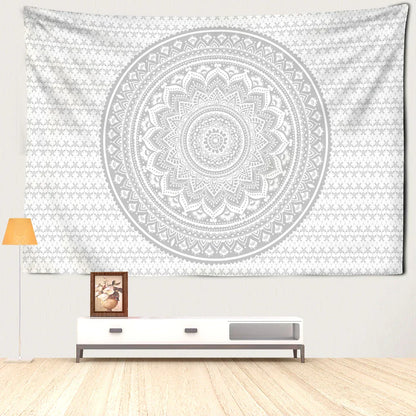 Decorbites™ Graue Mandala-Wandbehang Psychedelische Hippie-Kunst für ästhetische Heimdekoration