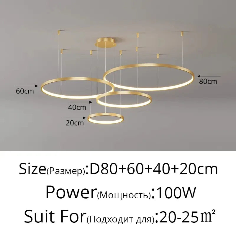 DecorBites™ Acrylic LED Ring Pendant Light Modern Minimalist Art Decor Chandelier