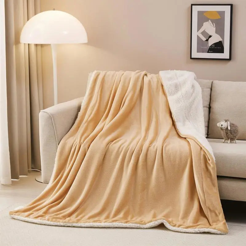 Decorbites™ Kuscheliges Sherpa-Zwillingsdecke: Super weiches Fleece & Samt-Plüsch umkehrbar warme Winter-Bettdecke