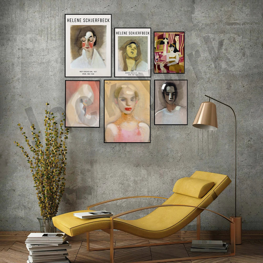 Decorbites™ Abstract Vintage-Ausstellungsplakat-Set - Helene Schjerfbeck, Zirkusmädchen, Blondes Mädchen