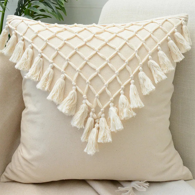 Decorbites™ Geometrisches Tufted-Kissenbezug Beige Patchwork-Kissenbezüge Wabi-Sabi-Stil