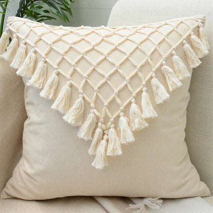 Decorbites™ Geometrisches Tufted-Kissenbezug Beige Patchwork-Kissenbezüge Wabi-Sabi-Stil