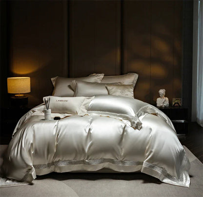 Decorbites™ Französisches Hohlfaser-Luxus-Bettwäsche-Set mit Lyocell-Baumwoll-Bettbezug, Laken und Kissenbezügen