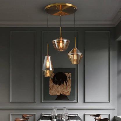 DecorBites™ Gray Amber Glass Pendant Lamp for Home and Office Lighting