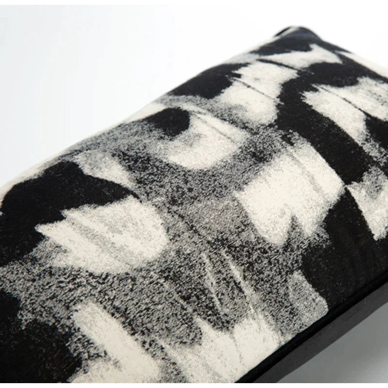 DecorBites™ Abstract Monochrome Jacquard Lumbar Pillow Cover for Chic Studio & Home Decor