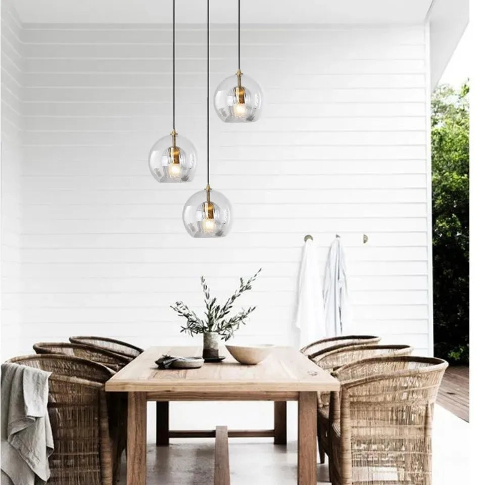 Nordic Glass Pendant Light in Amber or Clear