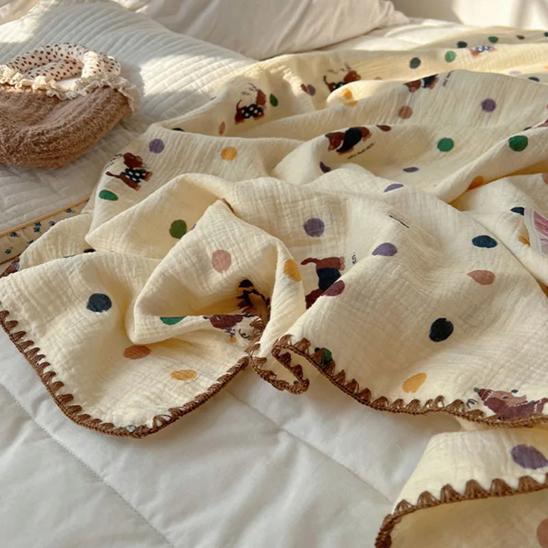 Cotton Cartoon Travel Blanket