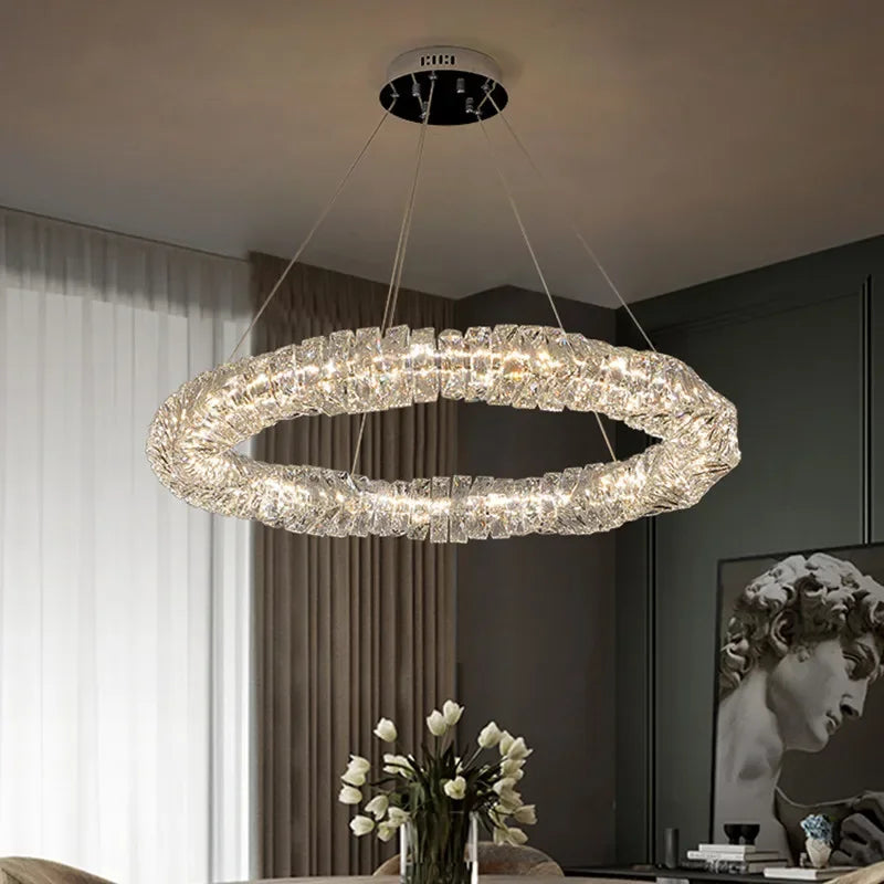 Decorbites™ Kristall-LED-Pendantleuchten | Dimmbare Ring-Hängeleuchte | Moderne Luxus-Dekorleuchten