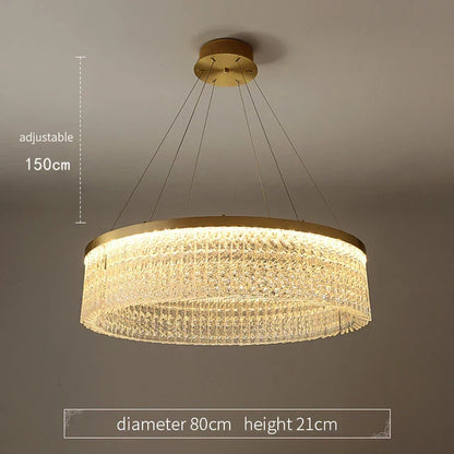 DecorBites™ Crystal Glass Gold Pendant Chandelier for Elegant Kitchen Dining Lighting