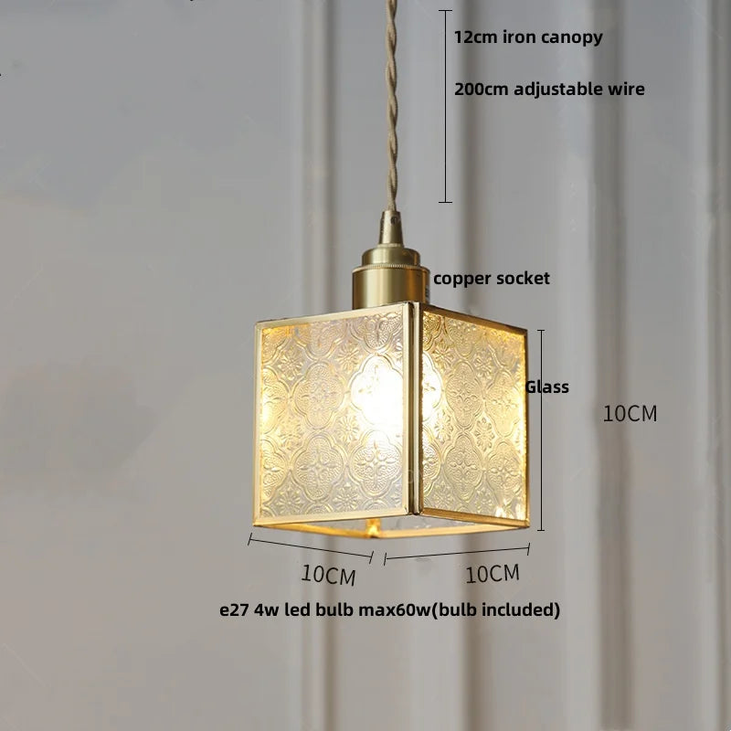 DecorBites™ Glass LED Pendant Lamp Tiffany Style Hand Stitch Dining Room Lights
