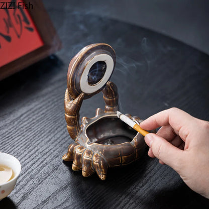 Decorbites™ Krabbe Keramik Aschenbecher Telefonhalter Schreibtischdekoration Raucher-Geschenk