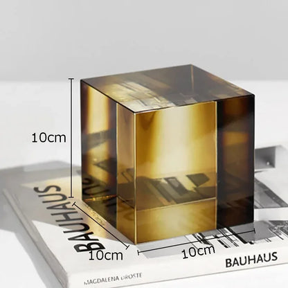 Decorbites™ Kristallwürfel-Ornamente Klare Glas-Skulptur Schreibtisch-Dekoration Geometrisch Gestuftes Quadrat