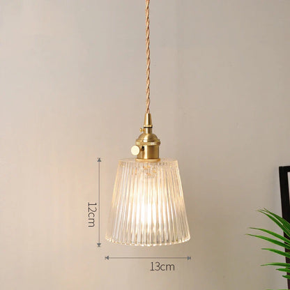 Vintage Nordic Striped Glass Pendant Light