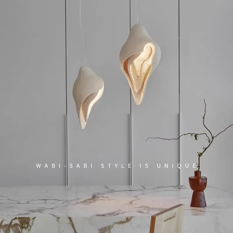 Decorbites™ Gipsmuschel-Hängeleuchte, Wabi-Sabi-Stil für Wohnzimmer, Schlafzimmer und Treppenhaus