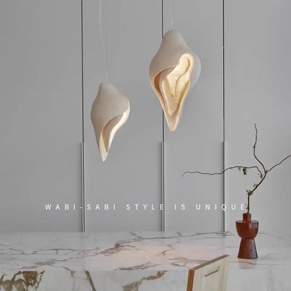 Decorbites™ Gipsmuschel-Hängeleuchte, Wabi-Sabi-Stil für Wohnzimmer, Schlafzimmer und Treppenhaus
