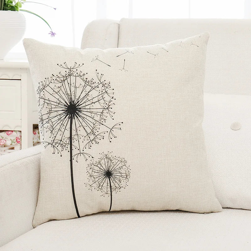 Decorbites™ Grüne Pflanzenblätter Blume Leinen Kissenbezug - Moderner Sofawurfkissenbezug
