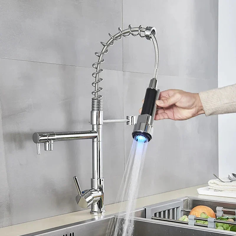 Brushed Nickel Kitchen Faucet Pull-Down Swivel