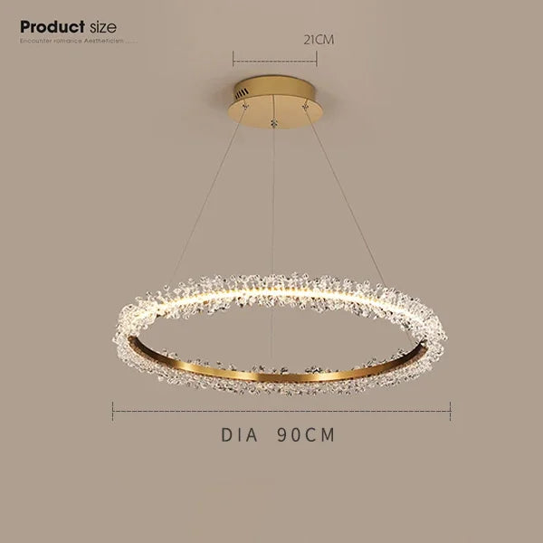 Gold Crystal Ring Chandelier Dia90cm Living Room