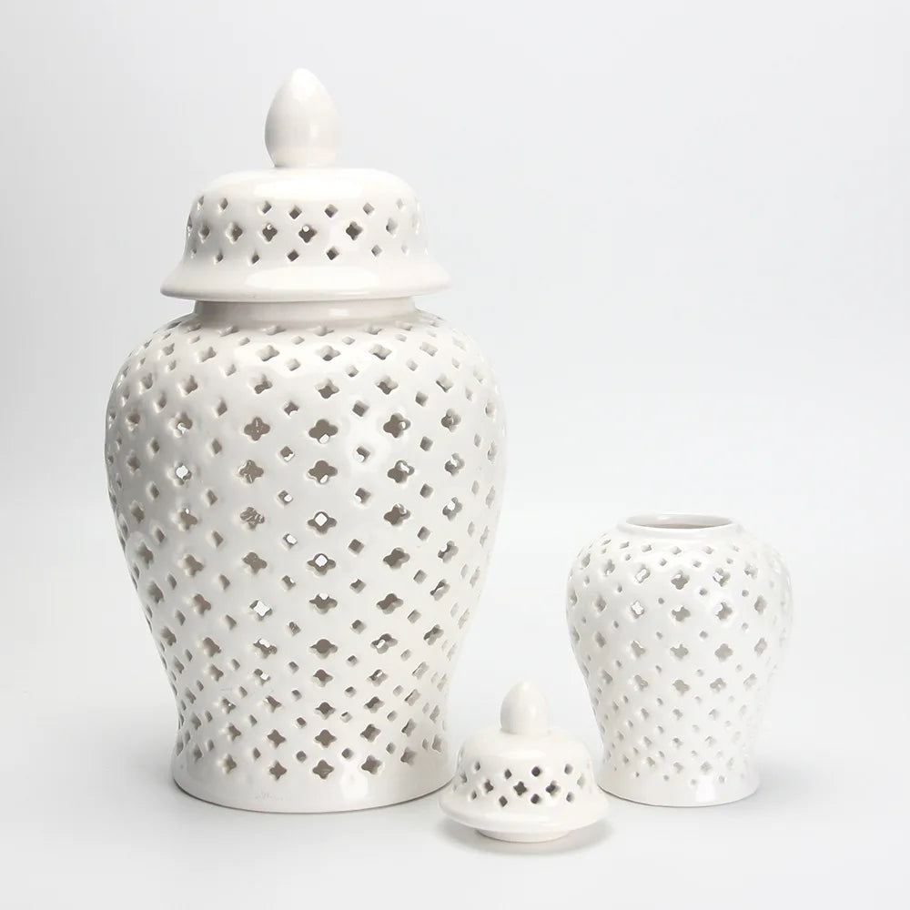 Decorbites™ Golden Ceramic Ginger Jar Heimdekoration Vase Topf Blumenarrangement Aufbewahrungsgefäß