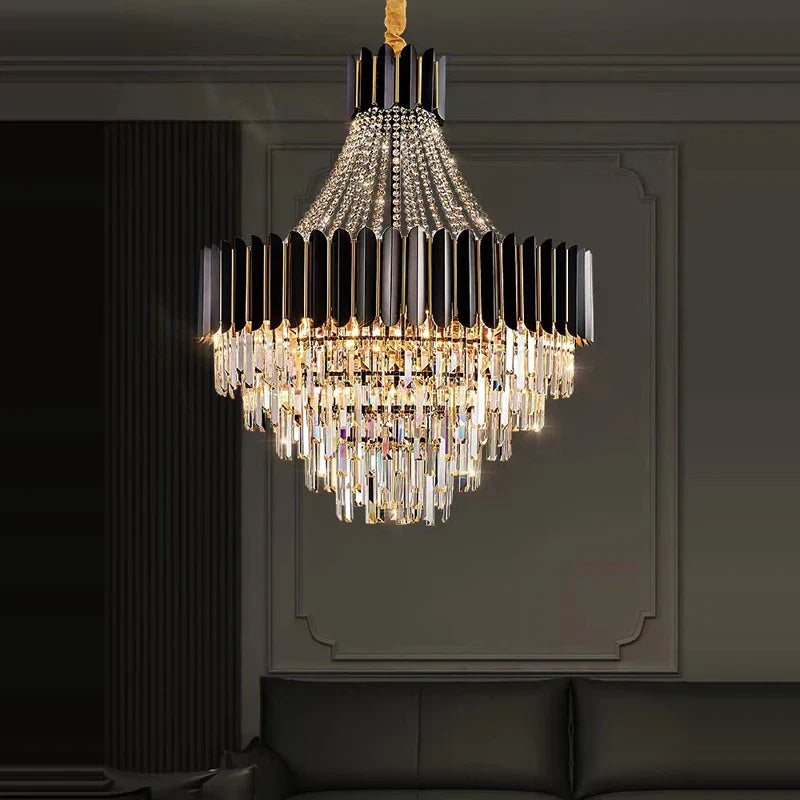 Decorbites™ Kristall-LED-Kronleuchter in Schwarz-Gold-Finish für das Esszimmer