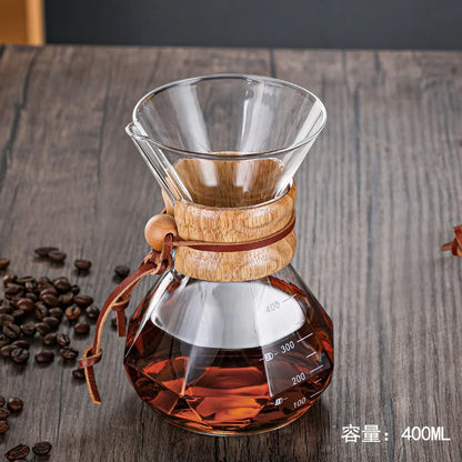 Decorbites™ Glas-Kaffeemaschine Handgebrühter Topf Tropffilter-Tasse Espressotopf