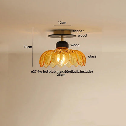 Decorbites™ Amber Ice Crack Glass Wood Deckenleuchte - Nordisch Modernes LED-Leuchten