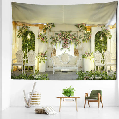 Decorbites™ Gartenlandschaft Wandbehang aus Tapisserie Natürliche Boho-Heimdekoration Landschaftskunst