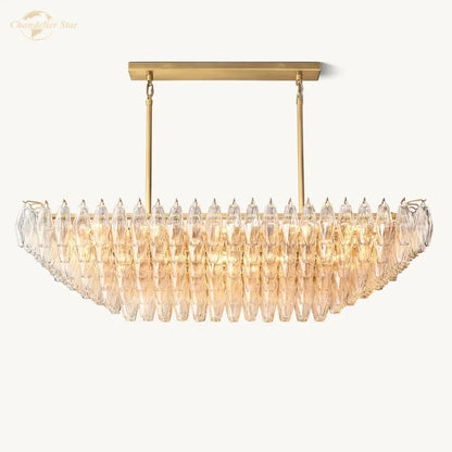 DecorBites™ Clear Glass Tiered Rectangle Chandelier Pendant Light