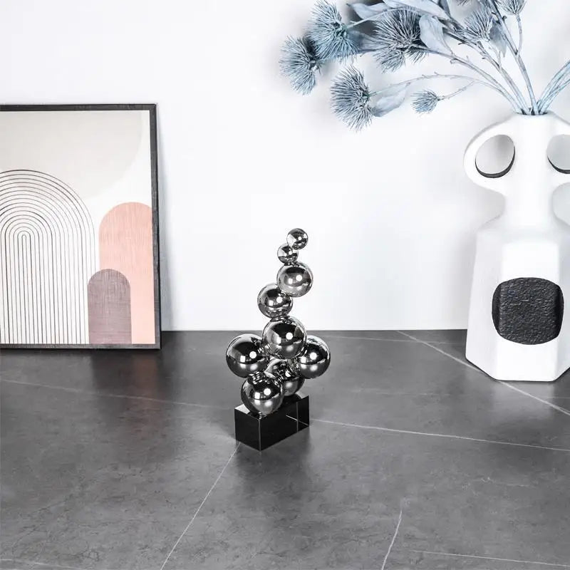 Decorbites™ Geometrische Kristallskulptur Silberkugel Wohnaccessoire Figur