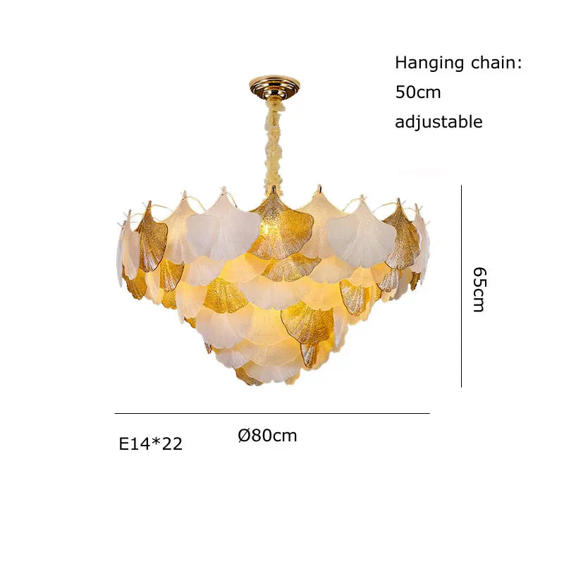 DecorBites™ Ginkgo Art Deco Dimmable Chandelier for Dinning Room