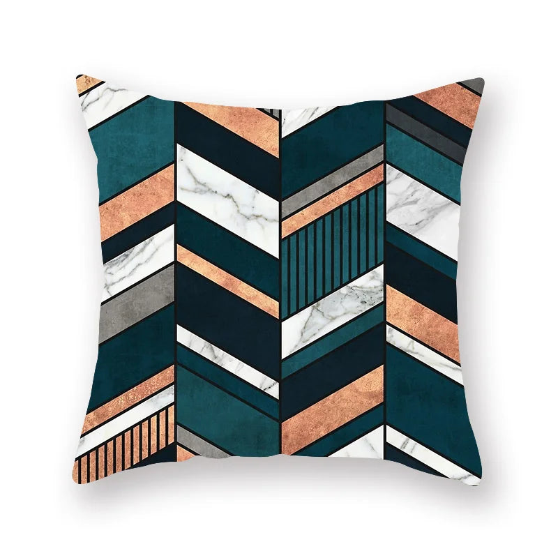 DecorBites™ Geometric Leaf Flower Pillowcase Teal Blue Sofa Car Home Decor Throw Cover