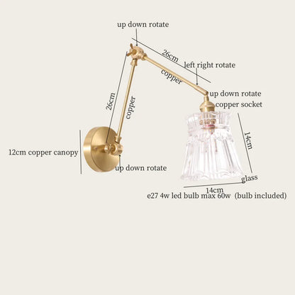 Decorbites™ Grüne Glas-LED-Wandleuchten mit Zugkette Vintage-Messing Heimdekoration