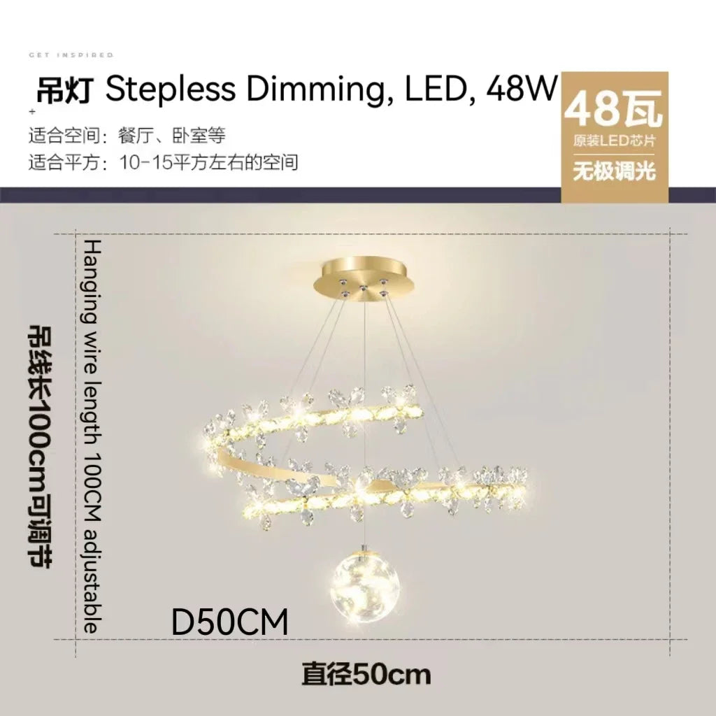 DecorBites™ Crystal Gold Ceiling Chandelier: Luxury Nordic Living Room Lamp