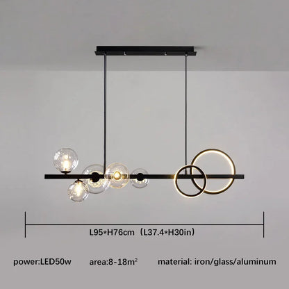DecorBites™ Glass Ball Pendant Chandelier: Scandinavian LED Light for Kitchen Dining Table