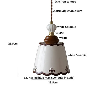 DecorBites™ Copper Wood LED Pendant Light: Ceramic Modern Tassel Hanging Lamp