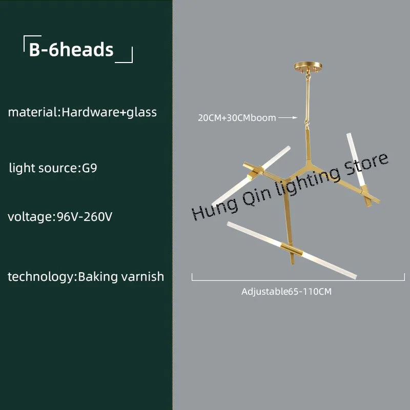 Gold Branch LED Chandelier For Staircase