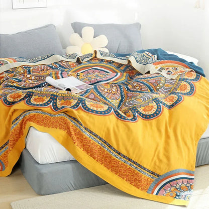 Decorbites™ Baumwoll-Mandalen-Freizeitdecke - Weiche Doppelflauschige Bettdecke & Sofatuch