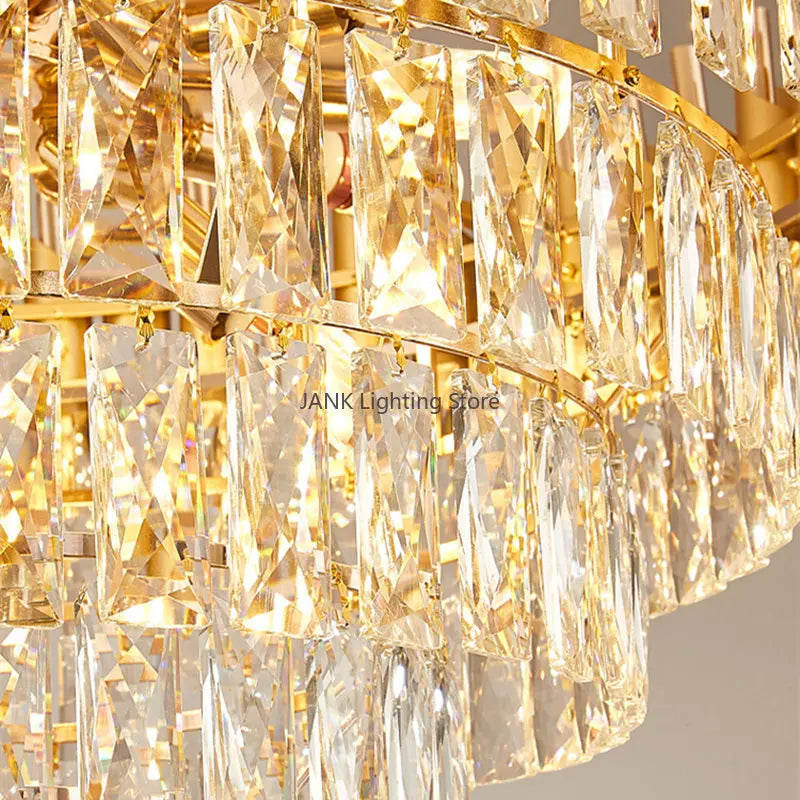 Gold Crystal Suspension Lamp Oval Dia100cm
