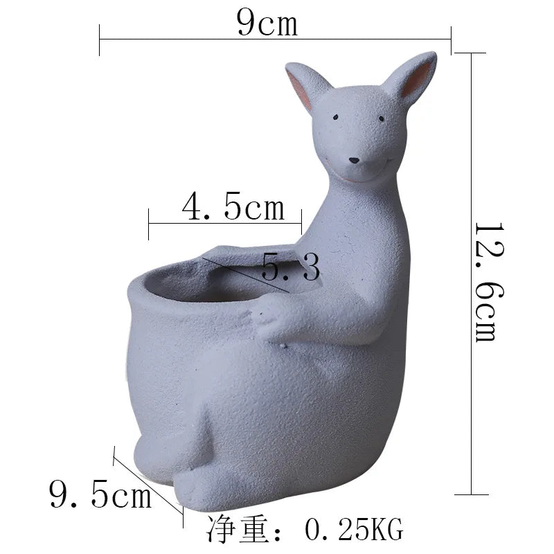 Decorbites™ Känguru-Cartoon-Keramik-Blumentopf-Vase für Kakteen, Sukkulenten und Pflanzen