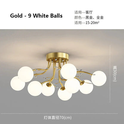 Decorbites™ Glas-Blase-Kugel-Kristall-LED-Deckenleuchte – Schwarzgoldene Ästhetik-Dekoration