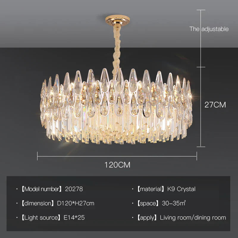 Decorbites™ Kristall-LED-Kronleuchter | Langes Treppenhaus-Villa-Licht | Moderne Luxus-Säulenlampe