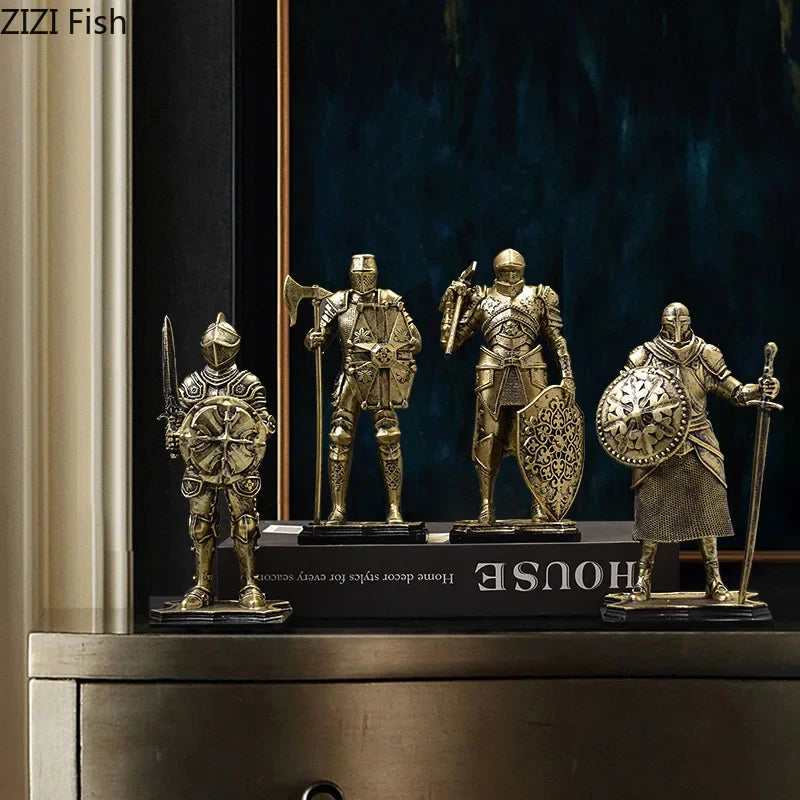 Decorbites™ Schwere gepanzerte Ritter-Harzstatue als Dekoration für Schreibtisch und Raumästhetik