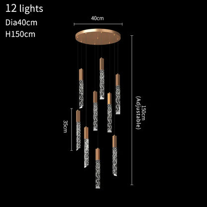 DecorBites™ Crystal LED Chandelier: Stylish Staircase & Living Room Lighting
