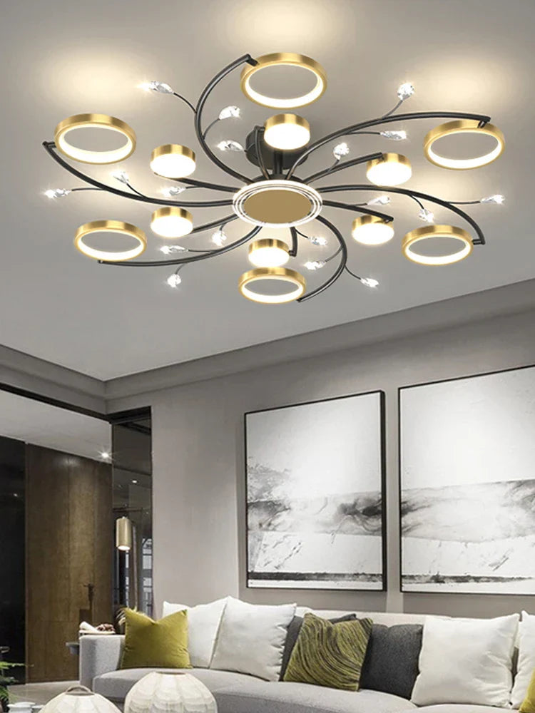 Gold Crystal LED Chandelier K9 12-Head
