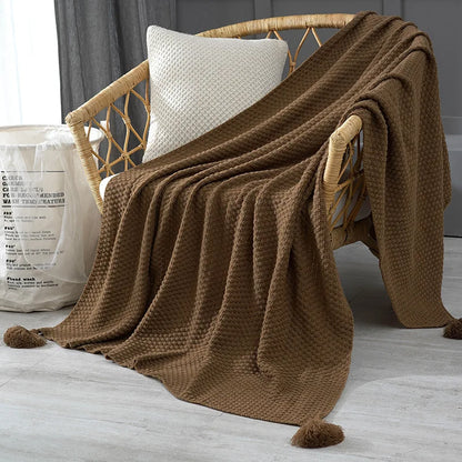 Decorbites™ Gestrickte Sofawurfdecke mit Fransen-Garn