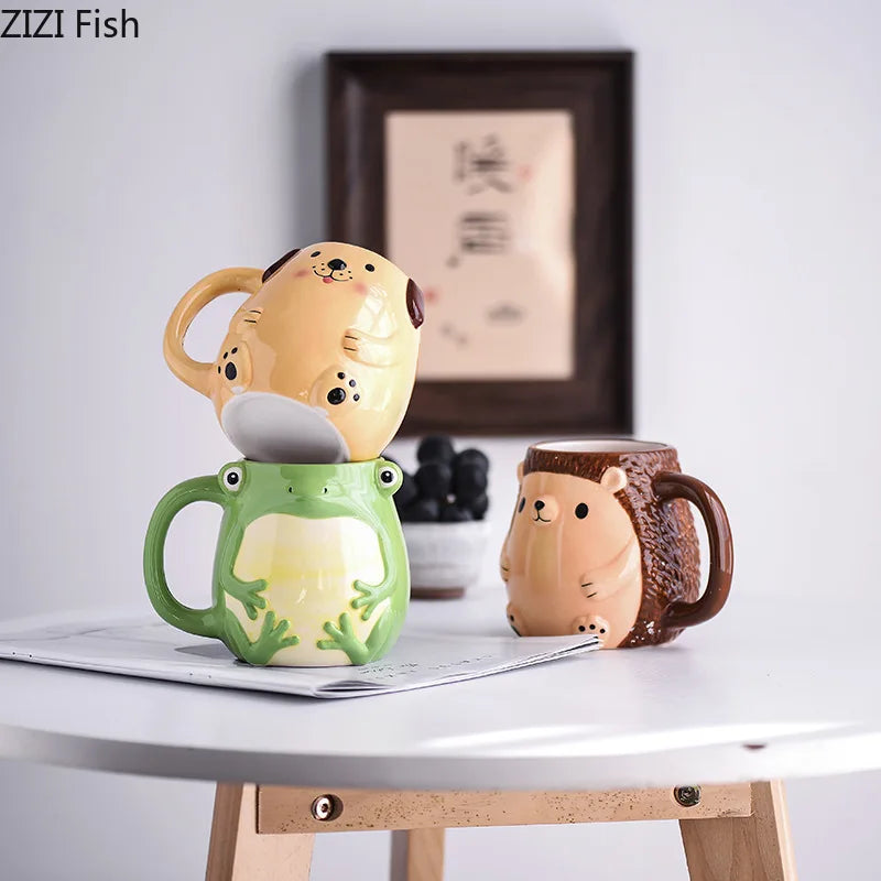 Decorbites™ Süße Cartoon-Tier-Keramiktasse Kinder-Frühstücksbecher Weihnachtsgeschenk